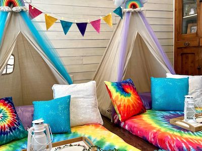Tie Dye Delight Glamping Theme, by Fargo Glamping
